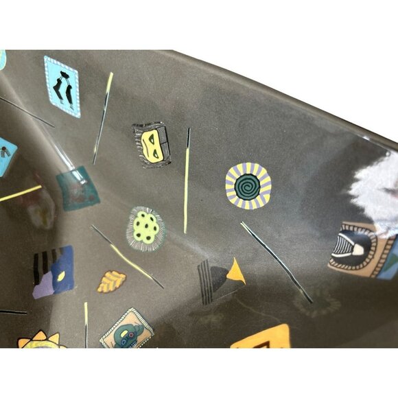 Triangular Gray Ceramic Dish Bowl Abstract Images Marked - Picture 9 of 11